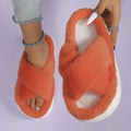 Women'S Plush Faux Fur Slippers with Thick EVA Sole