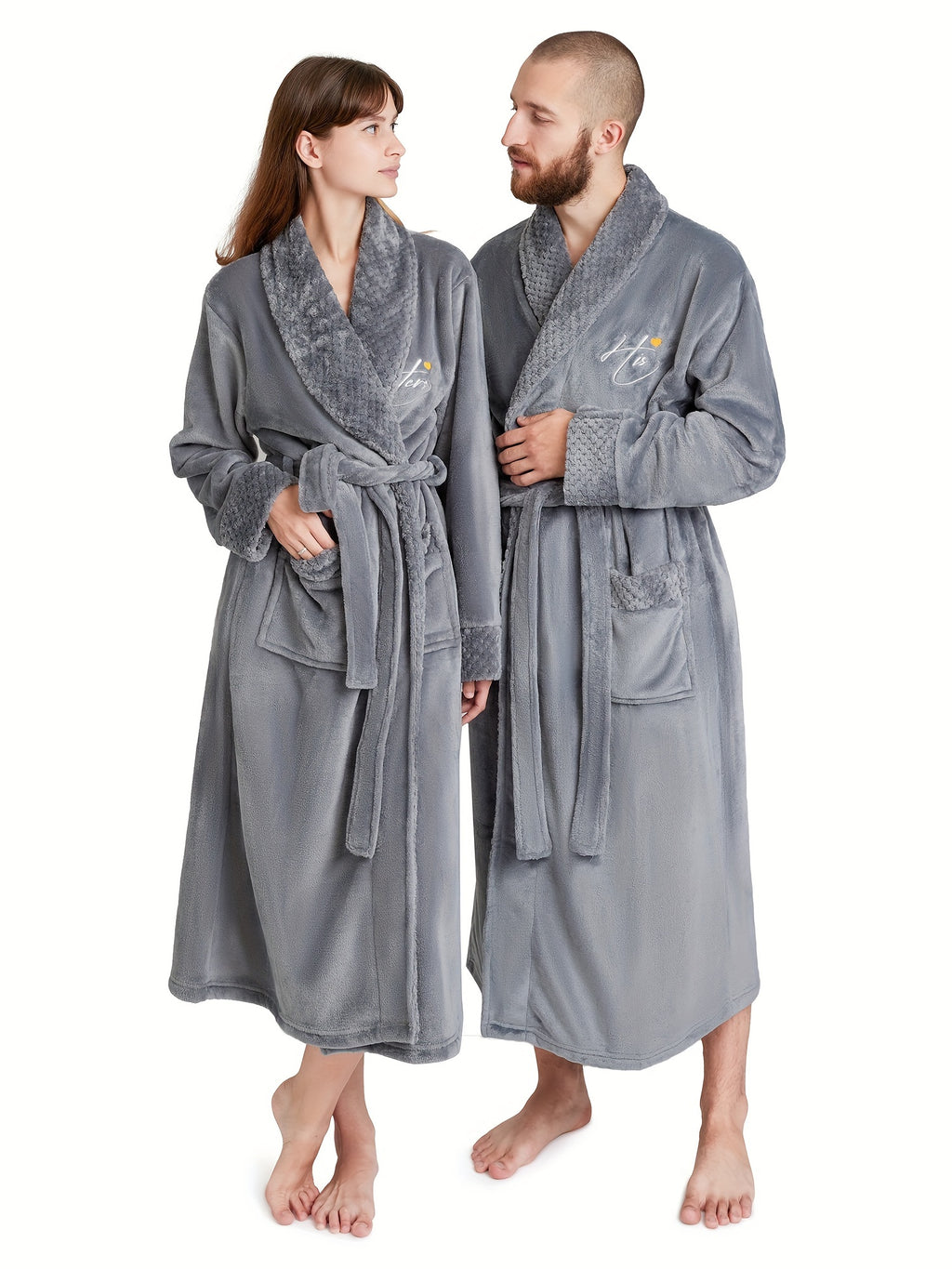 Buy 1 Get 1 Free, total of 2 Pcs Luxurious His and Hers Plush kimono robes