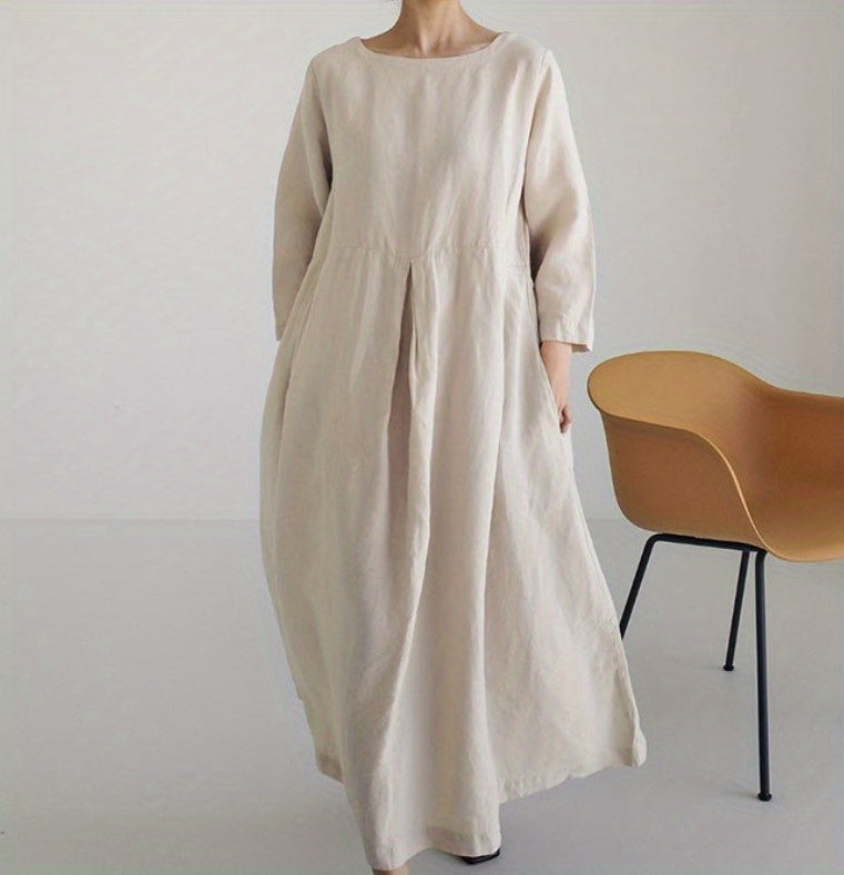 Chic Solid Maxi Dress with Pleated Hem