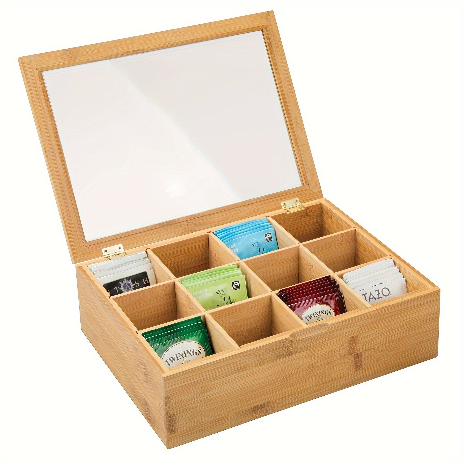 Bamboo Tea Storage Organizer Box