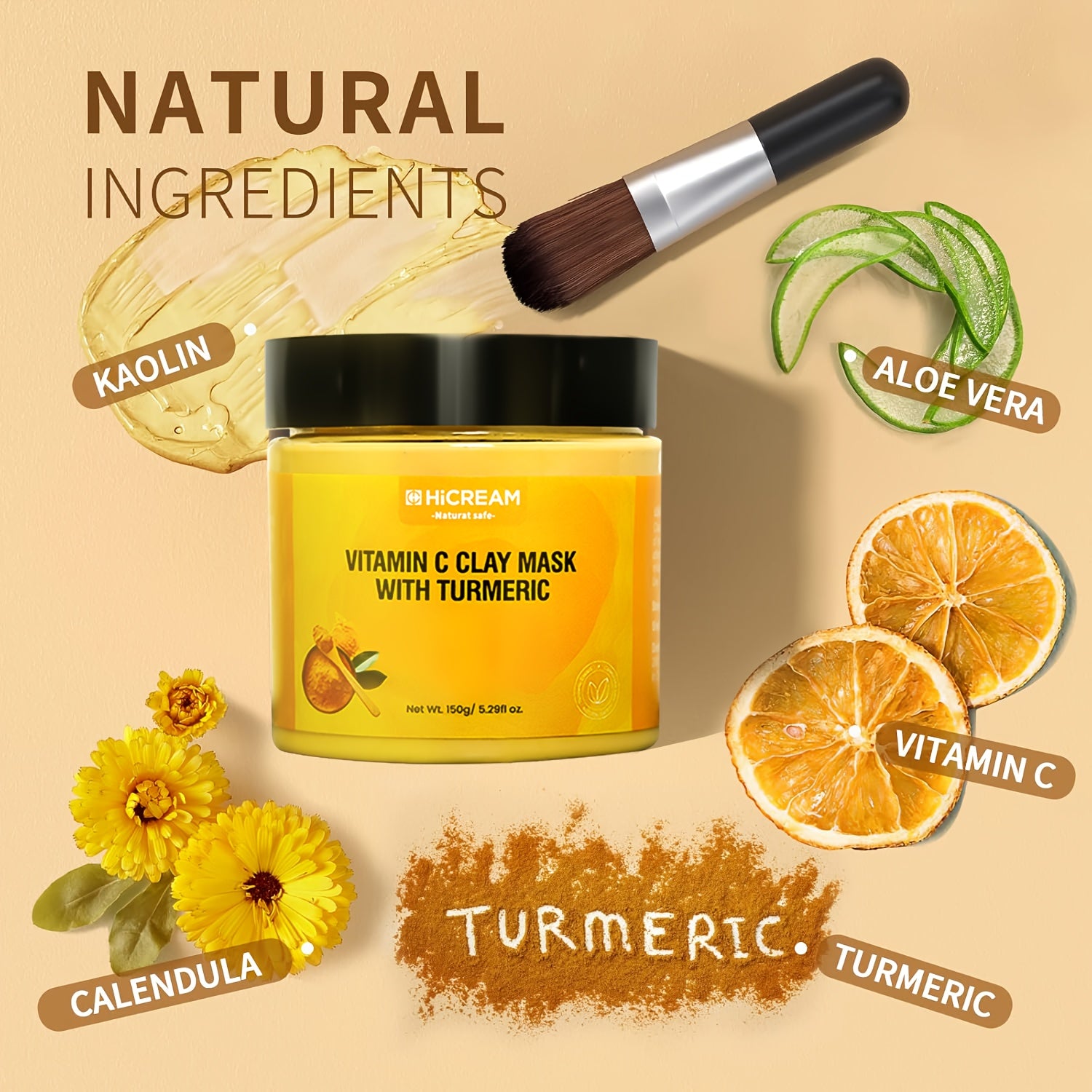 Turmeric Vitamin C Clay Facial Mask 1pcs