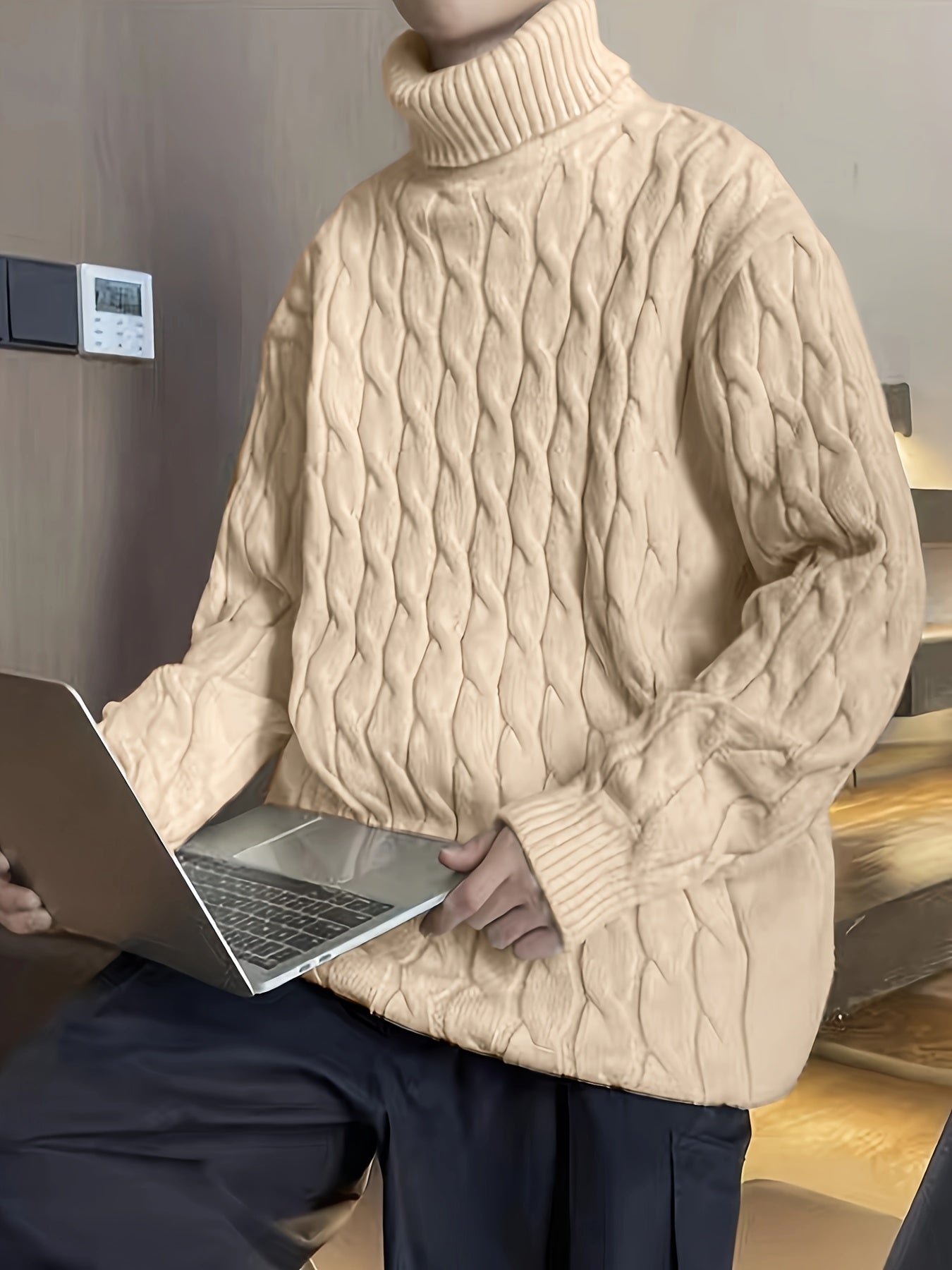 Plus Size Men's Crew Neck Sweater - Winter Comfort Stretch, Casual Knit Top Big and Tall