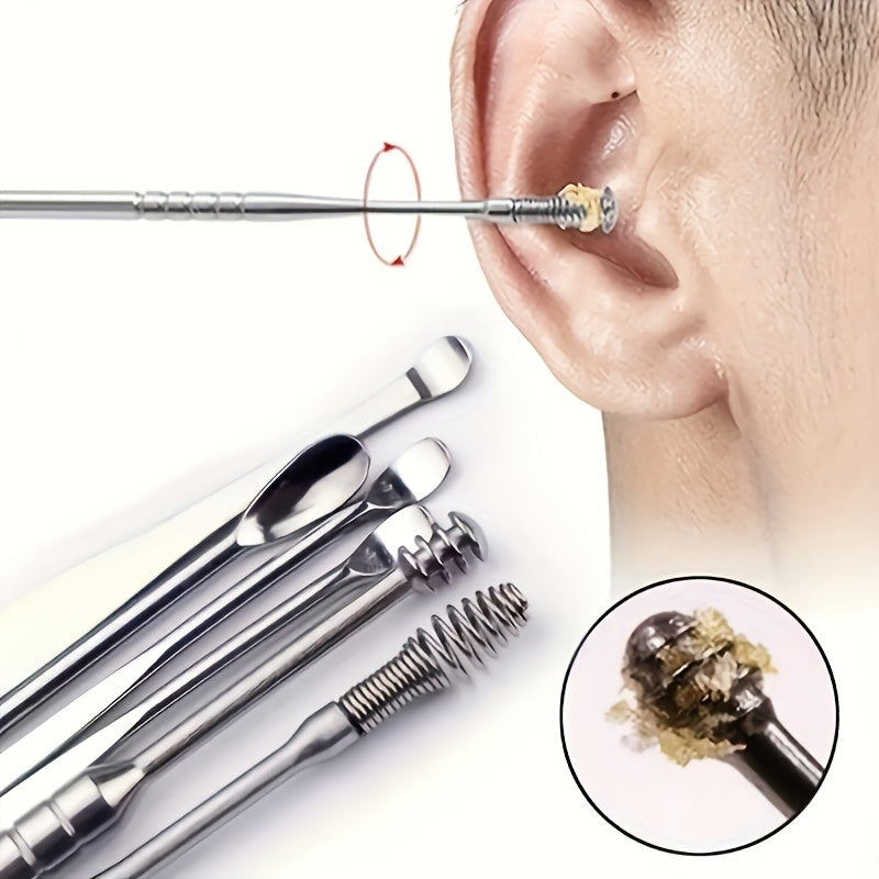 6pcs Spiral Spring Ear Cleaning Kit with Soft & Sturdy Ear Spoon & Probe Tools