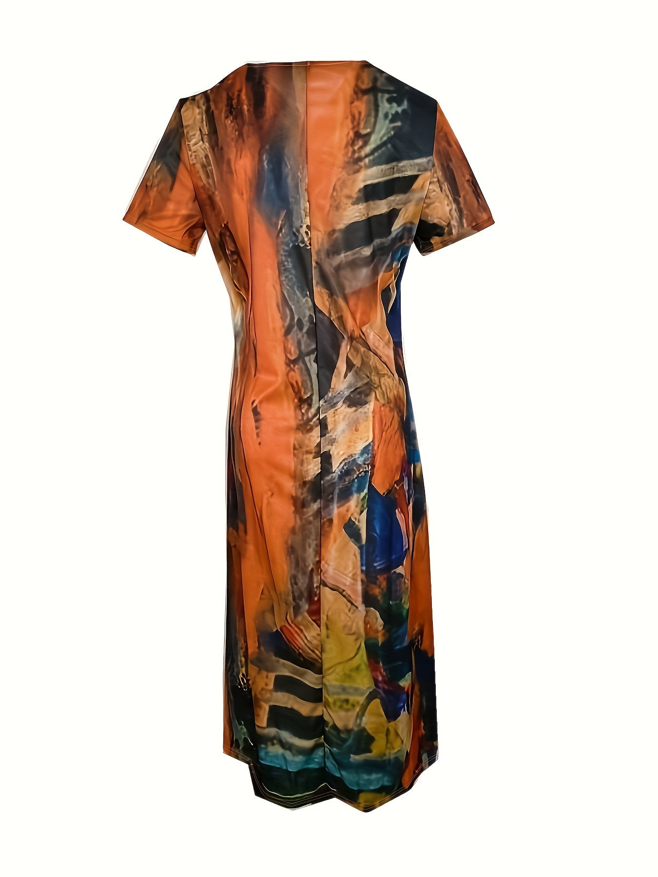 Women's Bohemian V-Neck Short Sleeve A-Line Dress