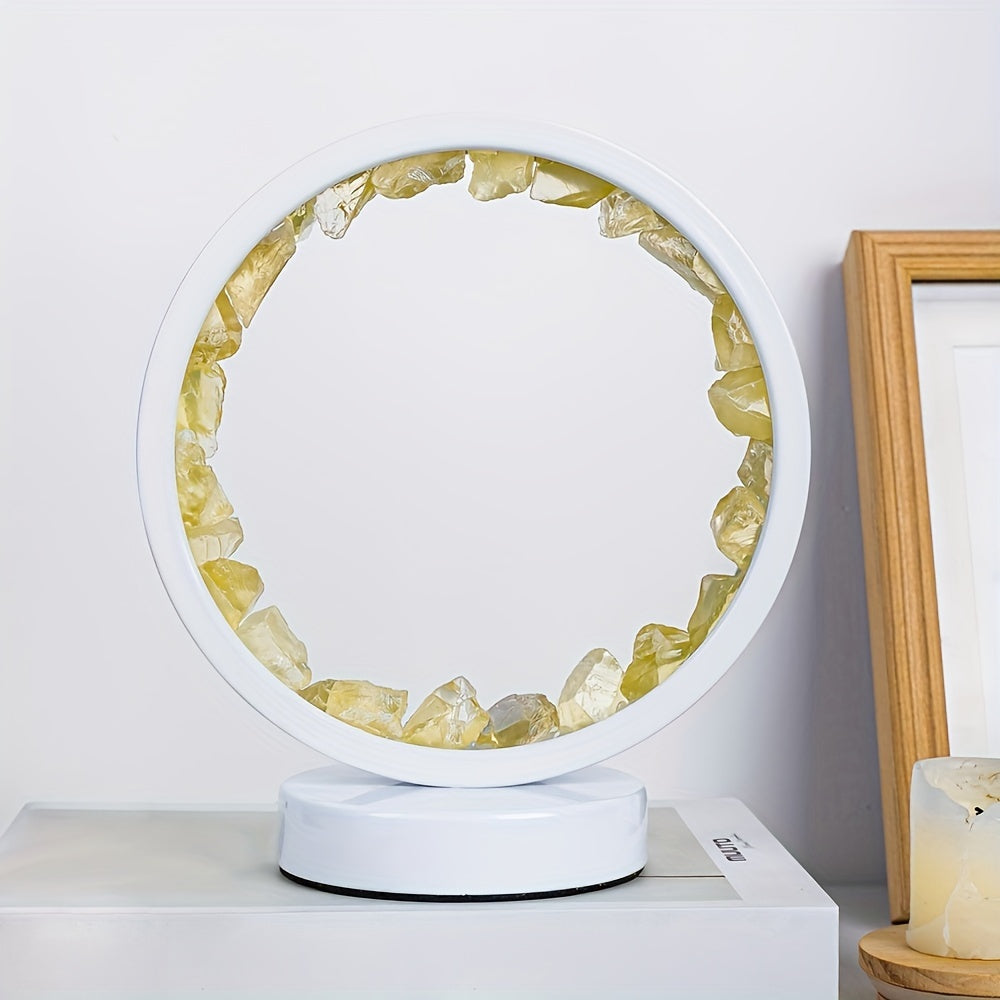 1pc, Rechargeable LED Bedside Lamp with Natural Quartz Amethyst Cluster