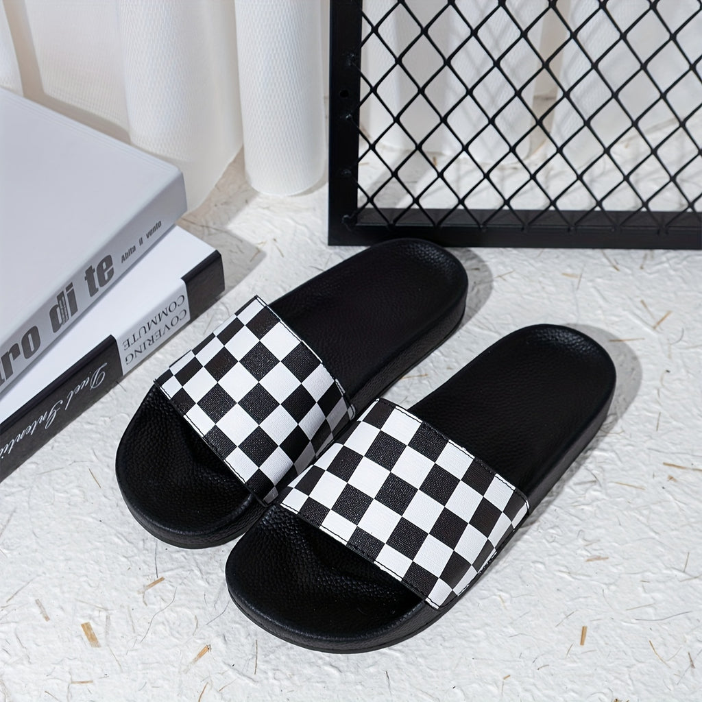 Men's Checkered Design Slides