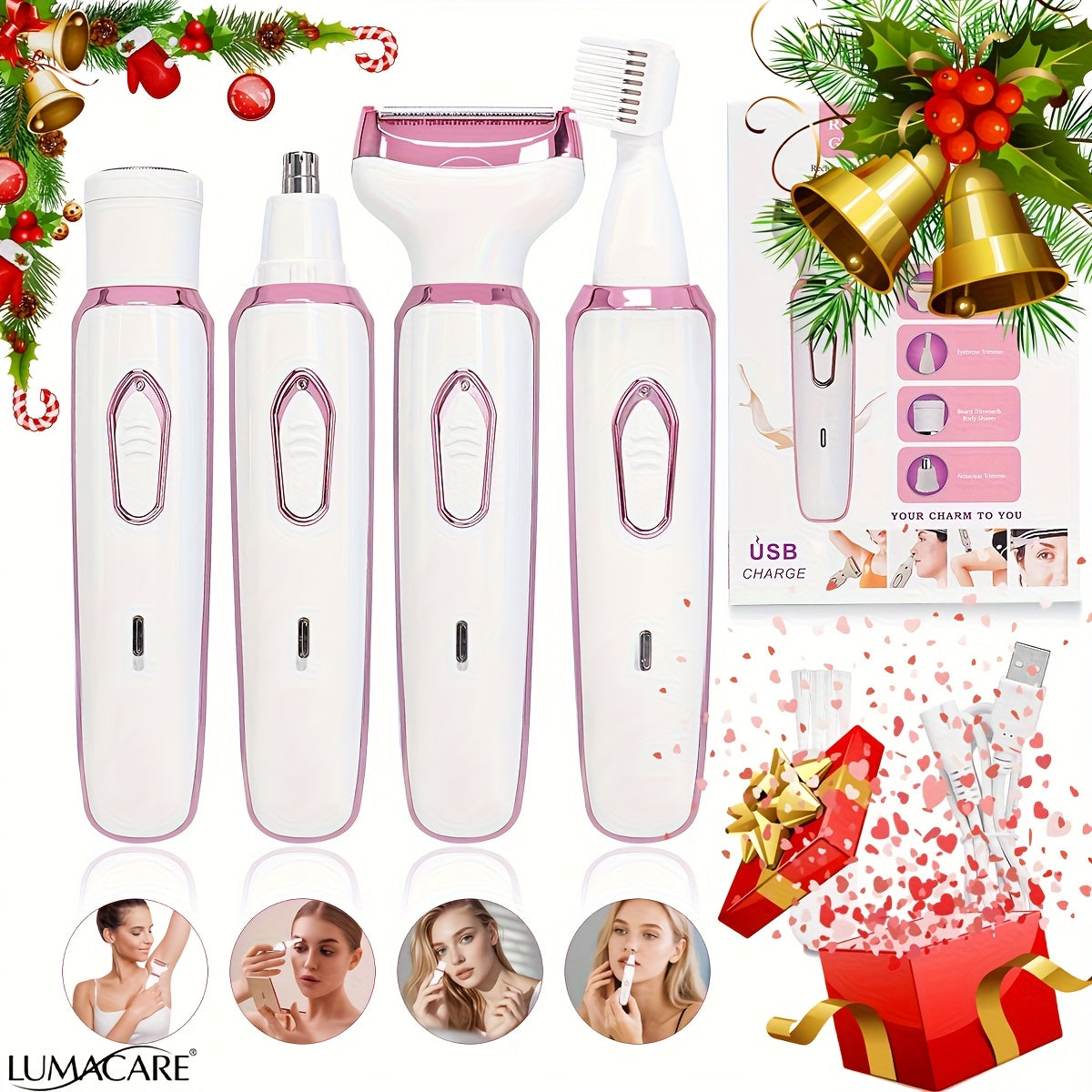4in1 Women's Electric Hair Remover Multifunctional Women's Electric Shaver Trimmer