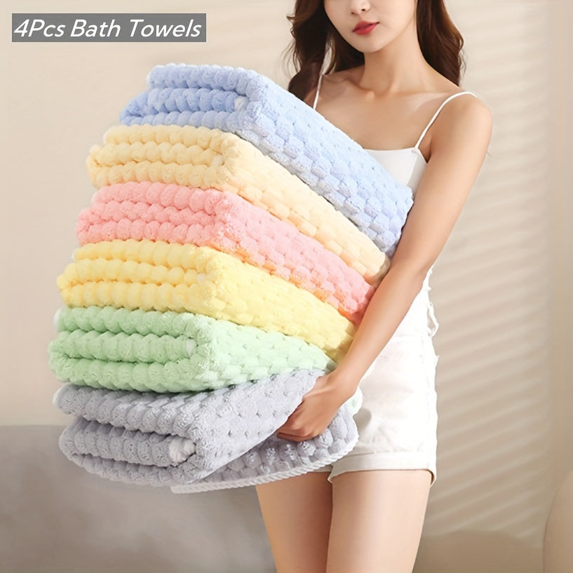 4-Pack Waffle Weave Bath Towels, Ultra-Absorbent Microfiber Towels