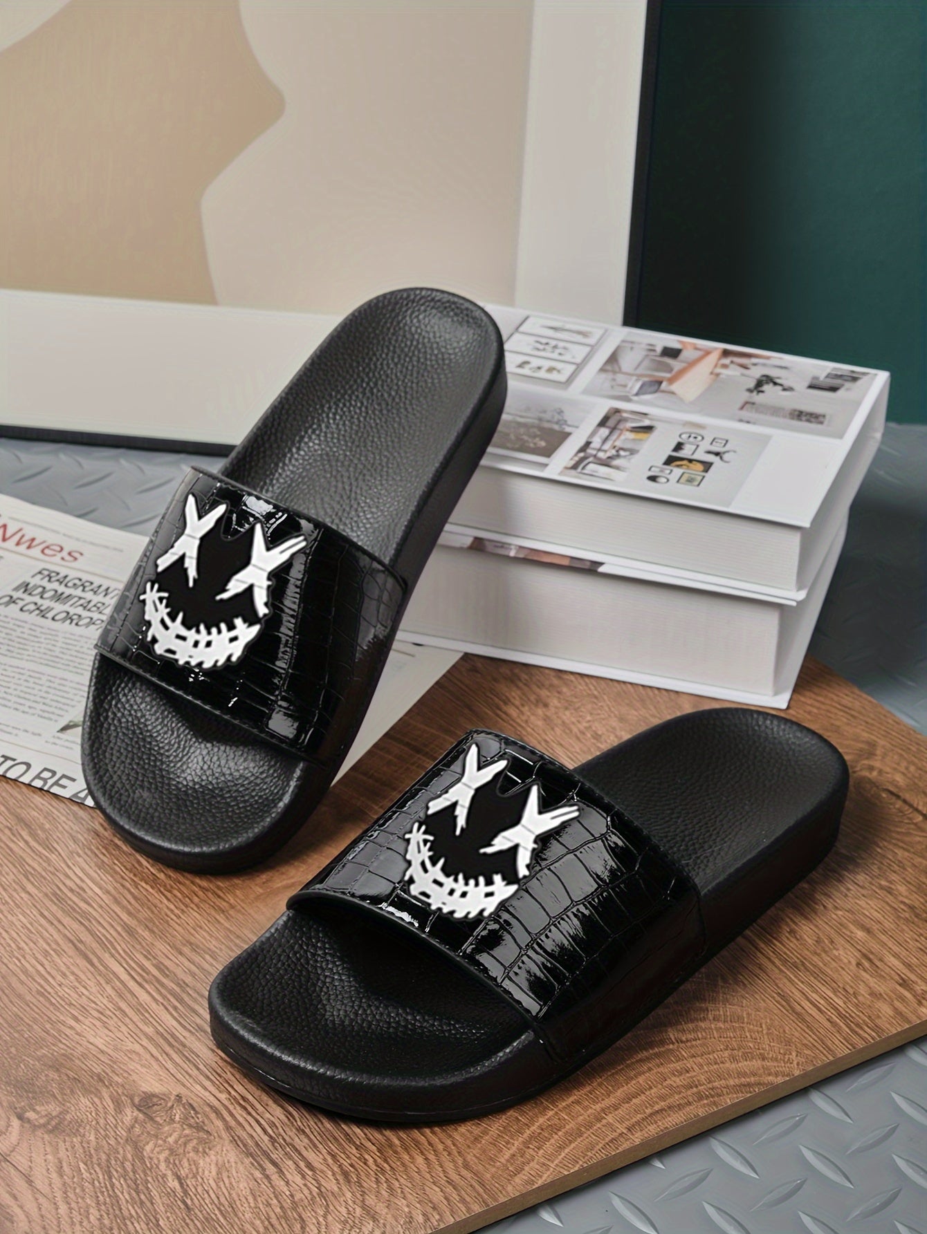 Men's Checkered Design Slides