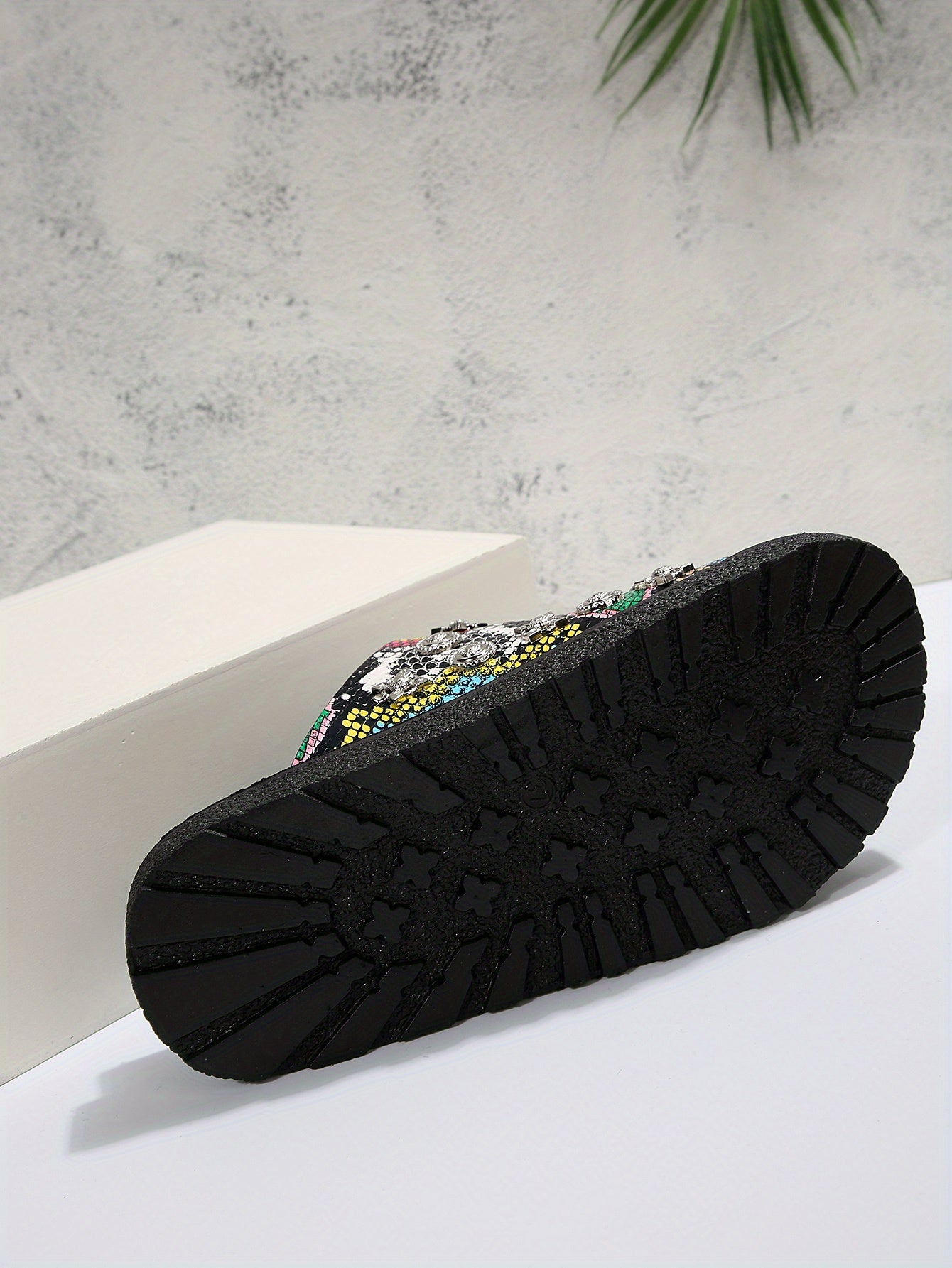 Women's Round-Toe Mule Fashion Double Buckle Platform