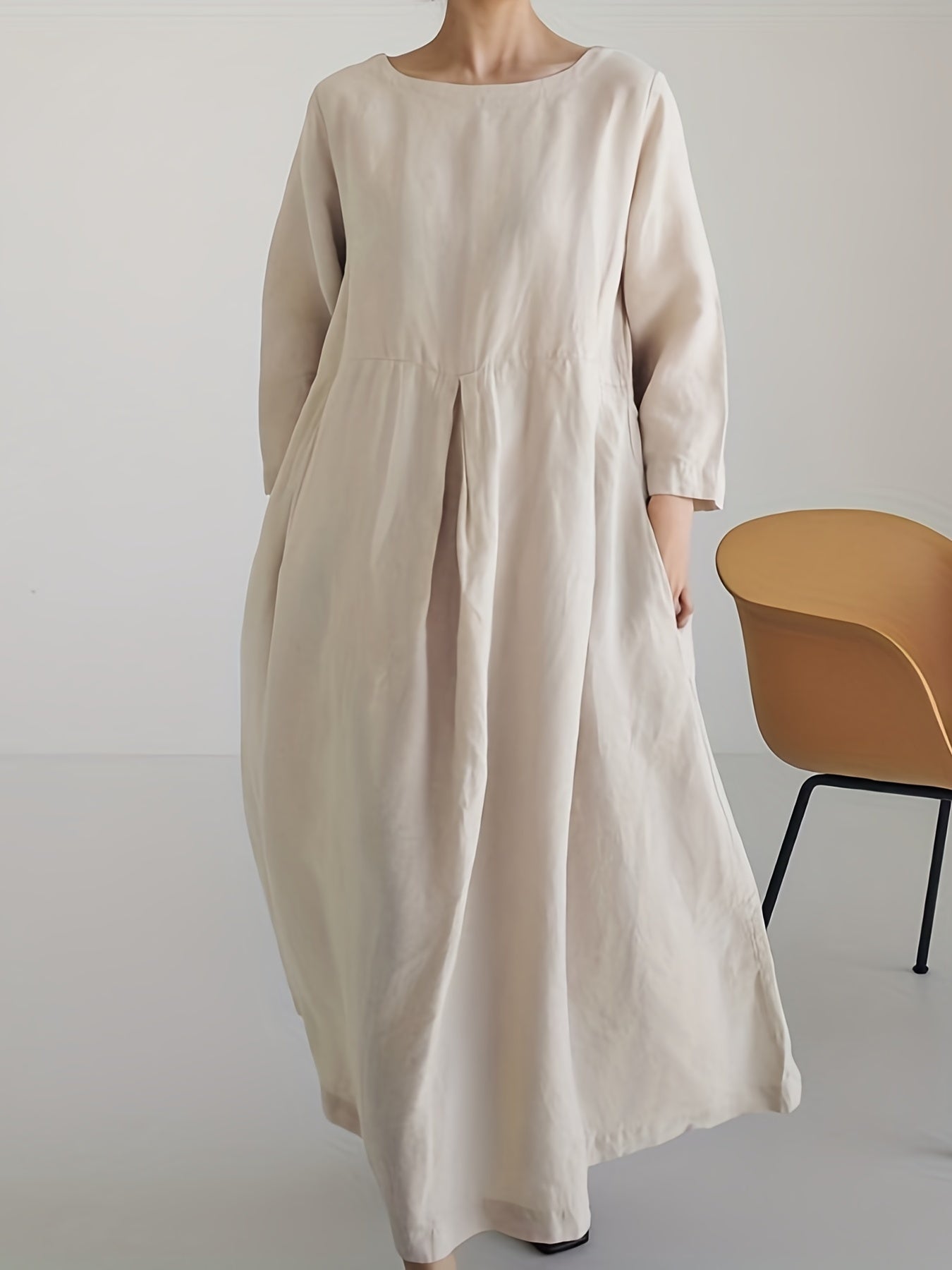 Chic Solid Maxi Dress with Pleated Hem