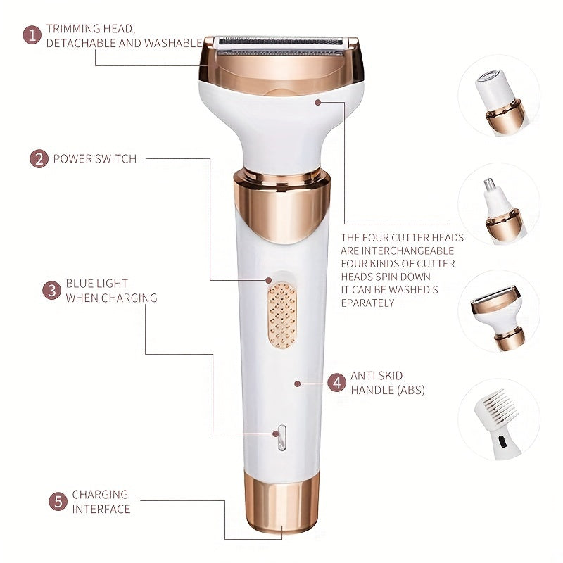 4-in-1 Women's Electric Razor - Wet & Dry Hair Remover