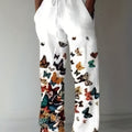 Men's Butterfly Pattern Straight Leg Pants - Casual Beach Trousers