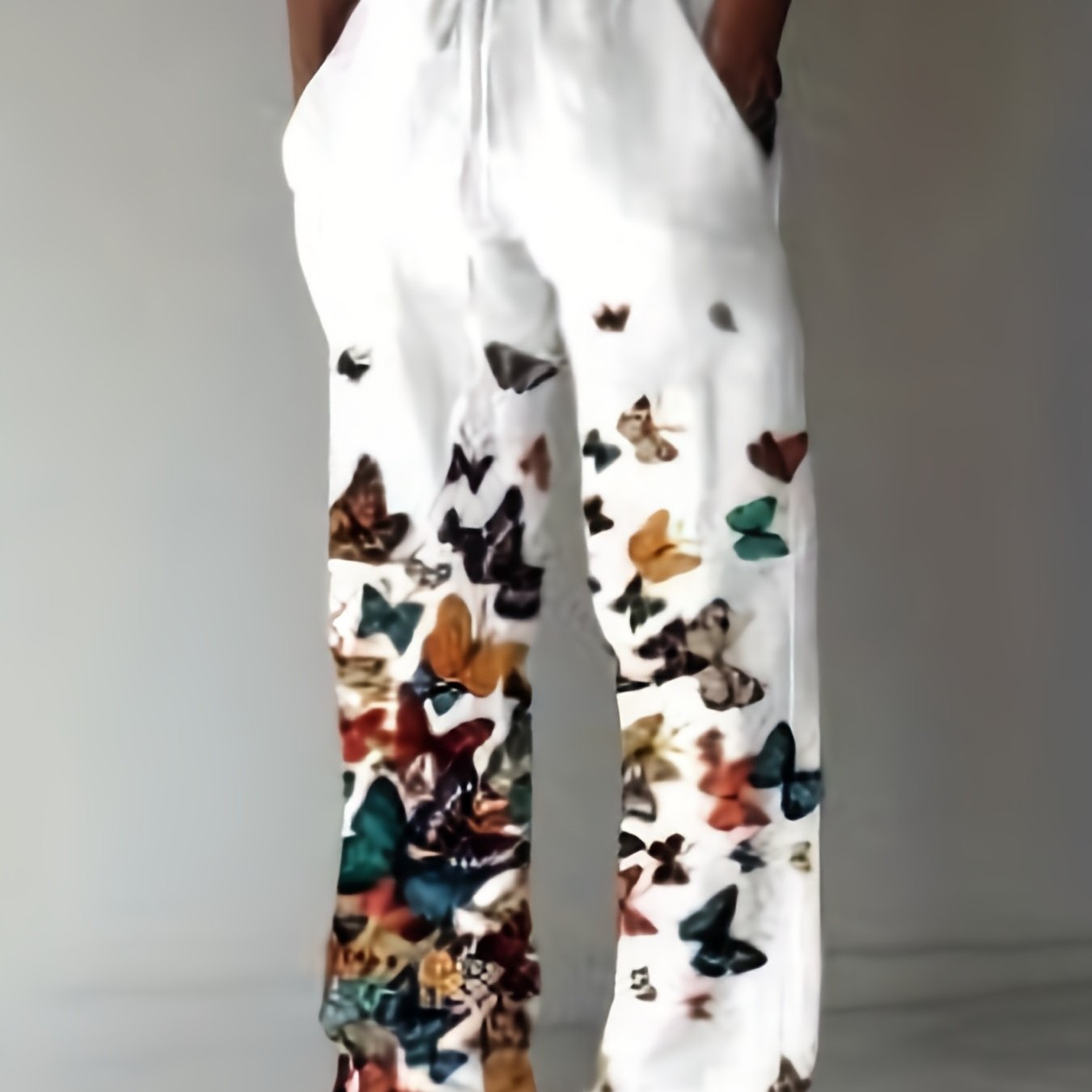 Men's Butterfly Pattern Straight Leg Pants - Casual Beach Trousers