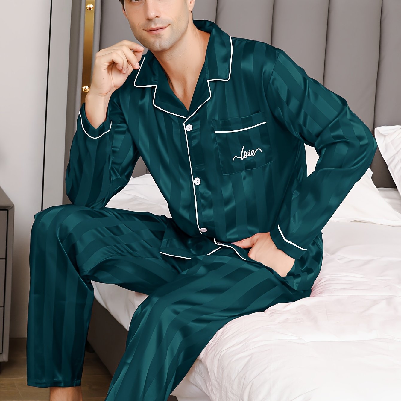Men's Pajamas Ice Silky Fabric