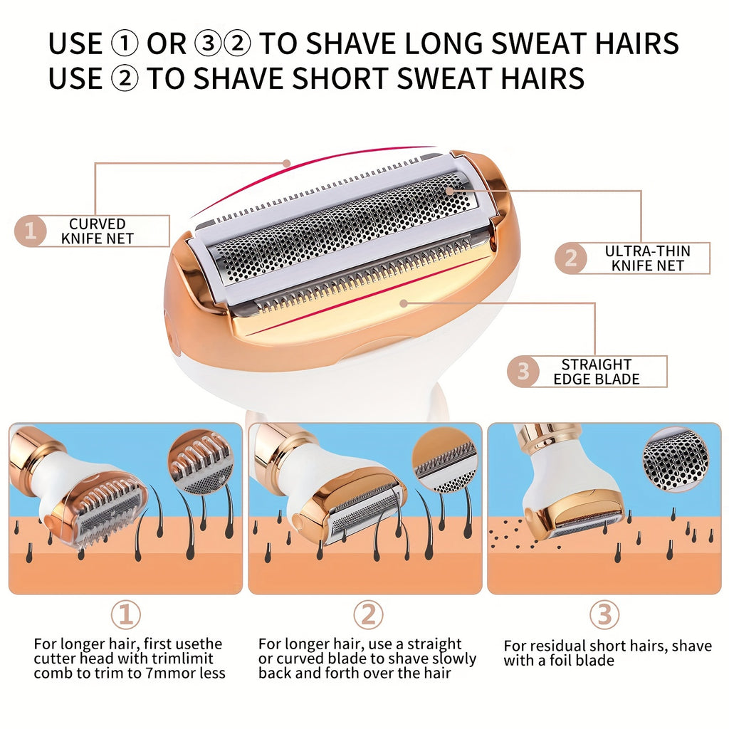 4-in-1 Women's Electric Razor - Wet & Dry Hair Remover