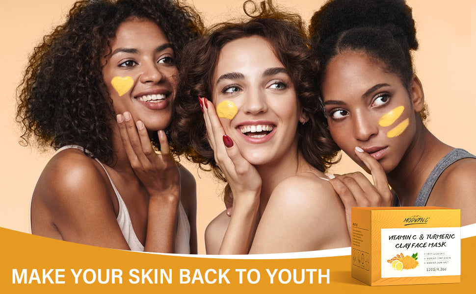 120g/4.2oz Vitamin C & Turmeric Clay Face Mask, Brightening Exfoliating Scrub