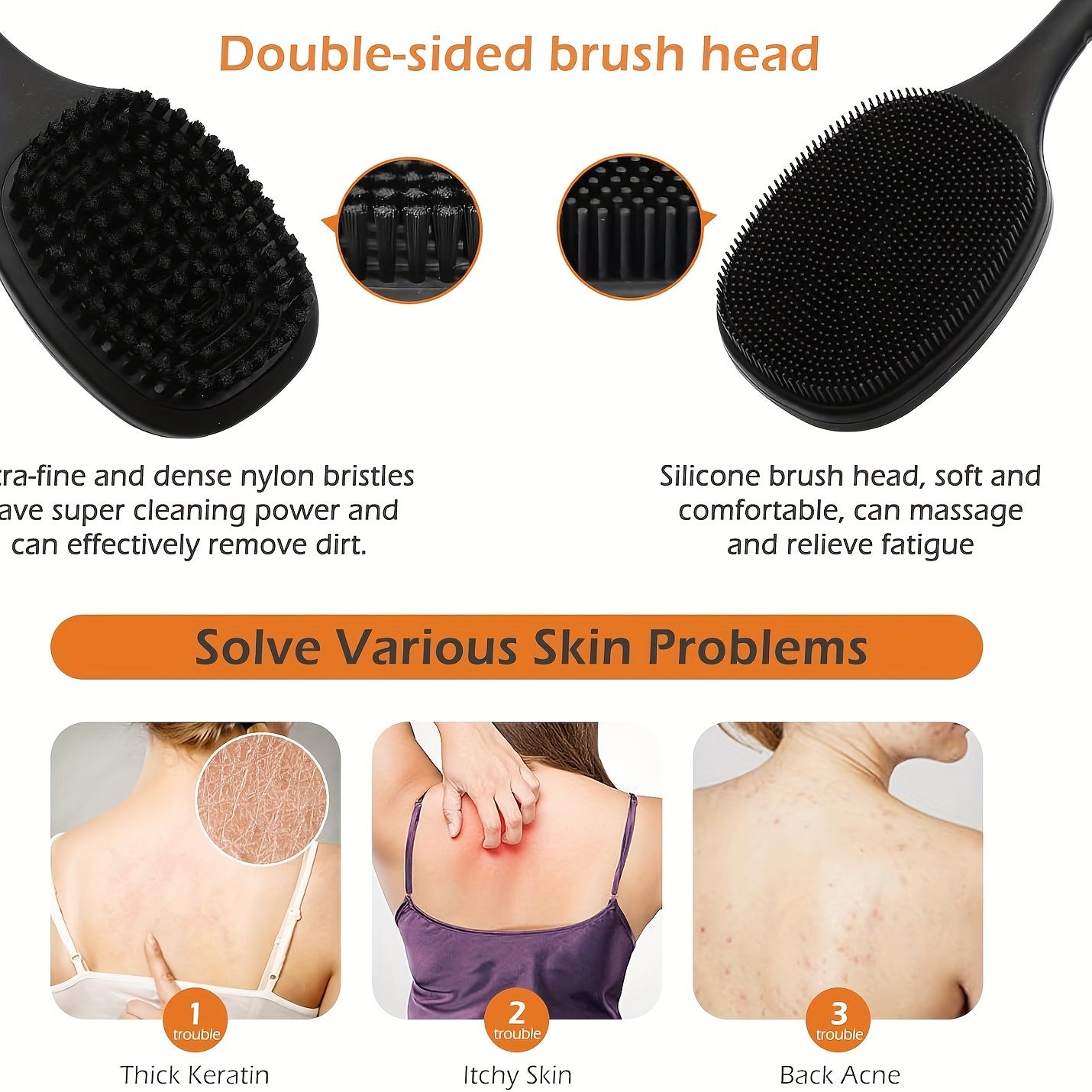 Long Handle Soft Back Scrubber Brush