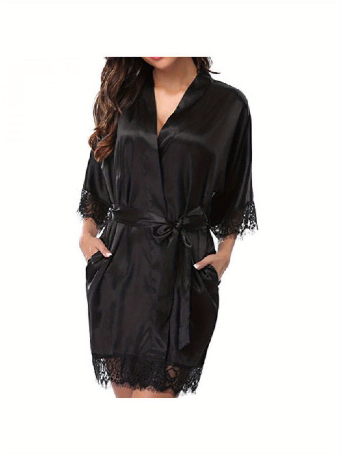 Medium Sleeve Satin Women's Night Robes