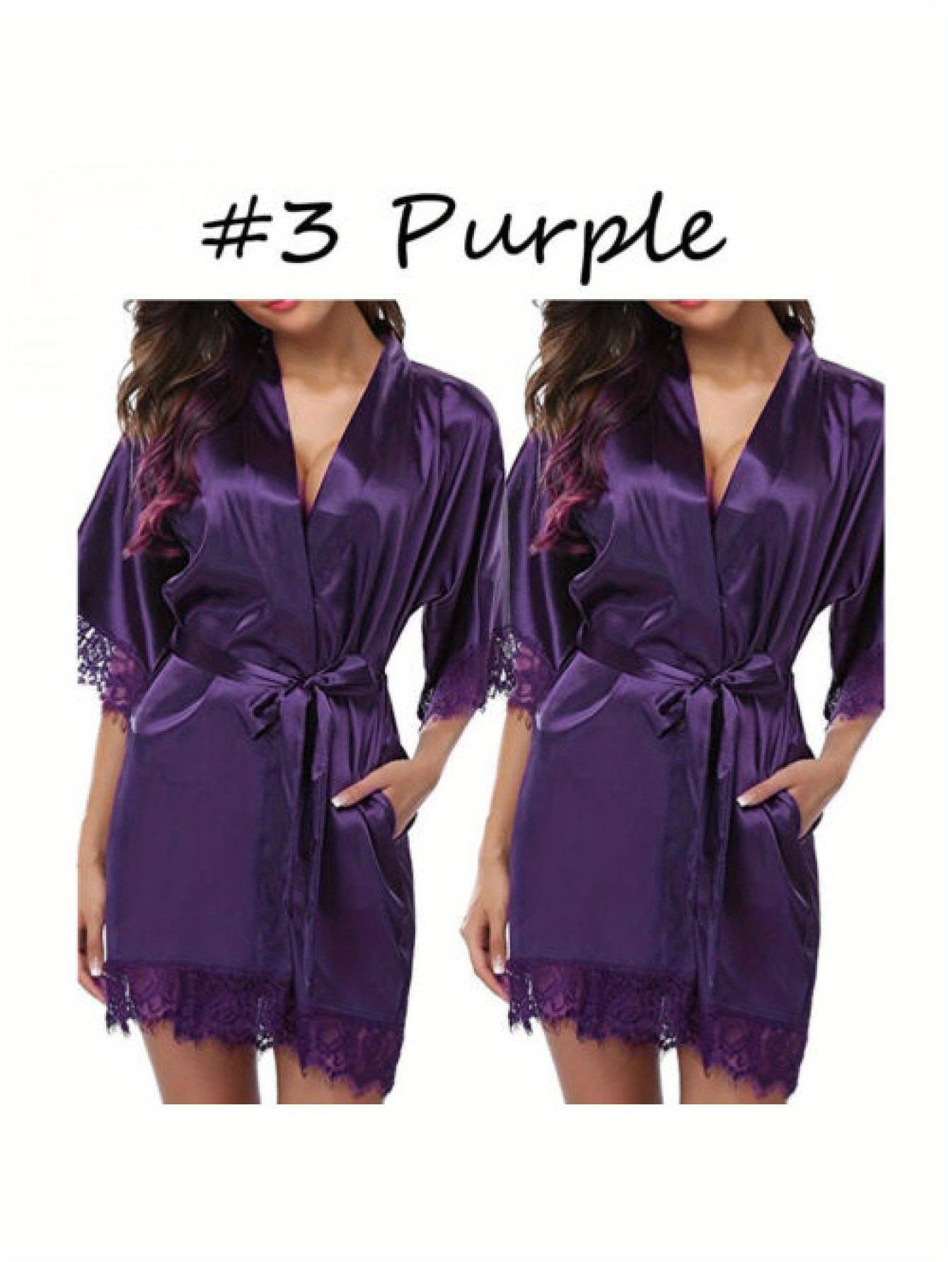 Medium Sleeve Satin Women's Night Robes