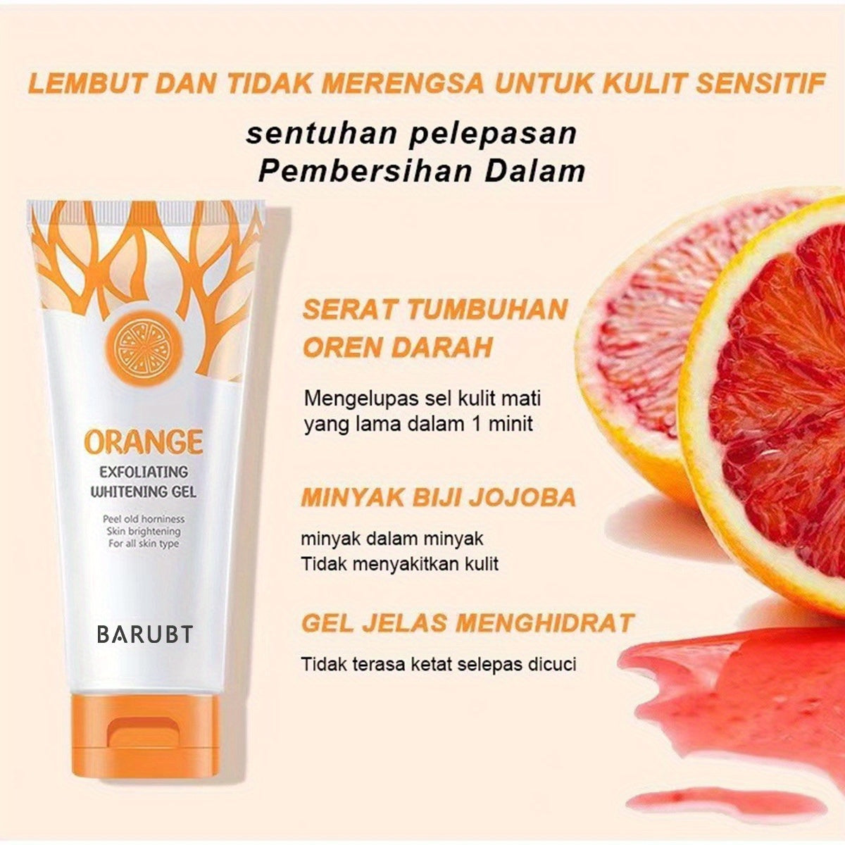 BARUBT Orange Exfoliating Gel for Smooth Brightening Radiant Skin