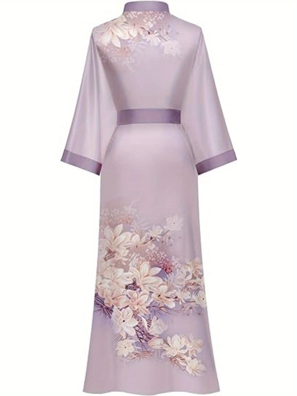 Floral Print Satin Women's Kimono Robes