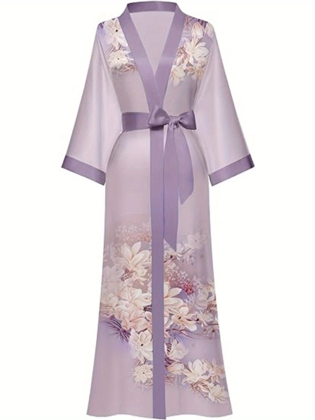 [Satin Kimono Robes] Floral Print Satin Women's wear