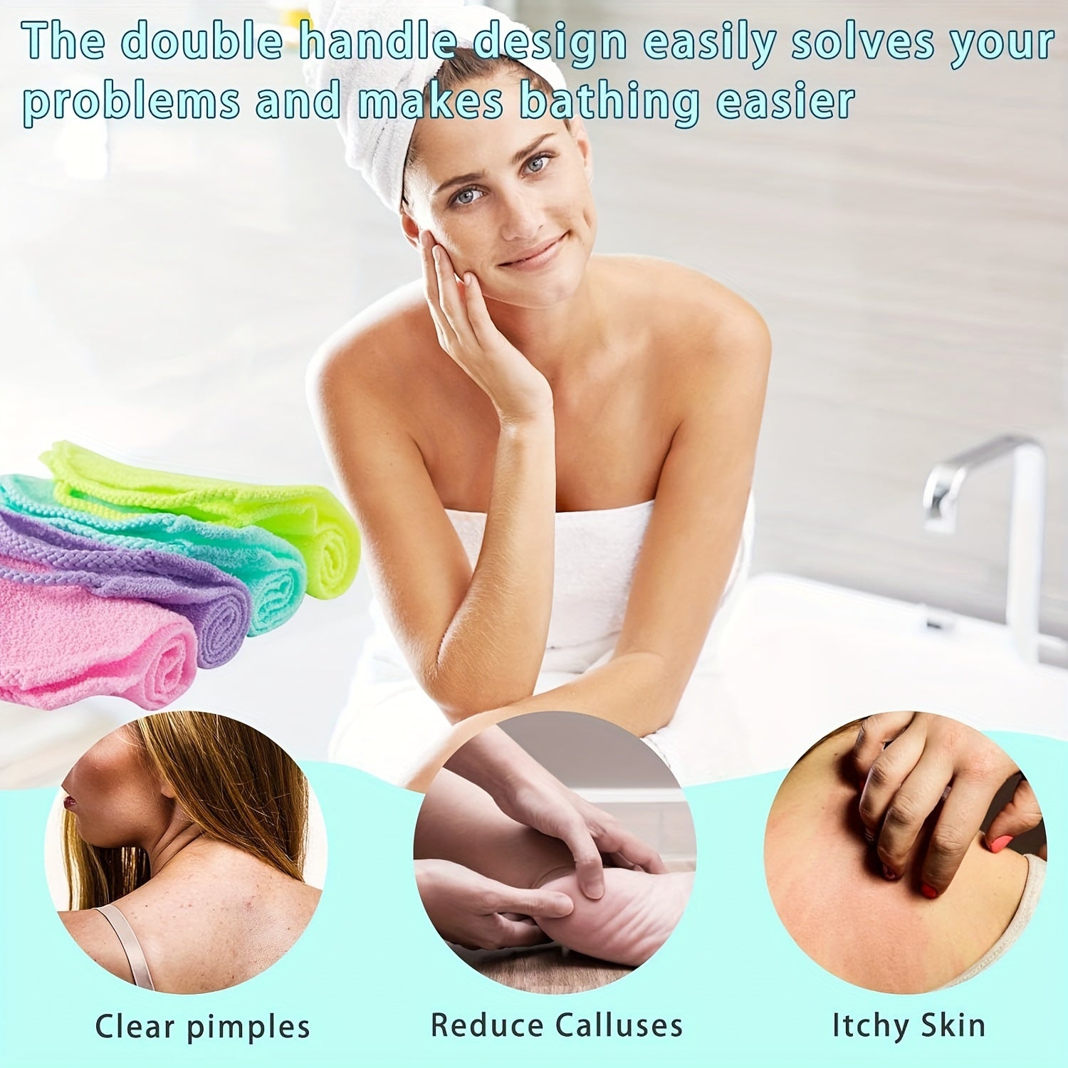 3-piece Stretchable Nylon Exfoliating Back Washing Gloves