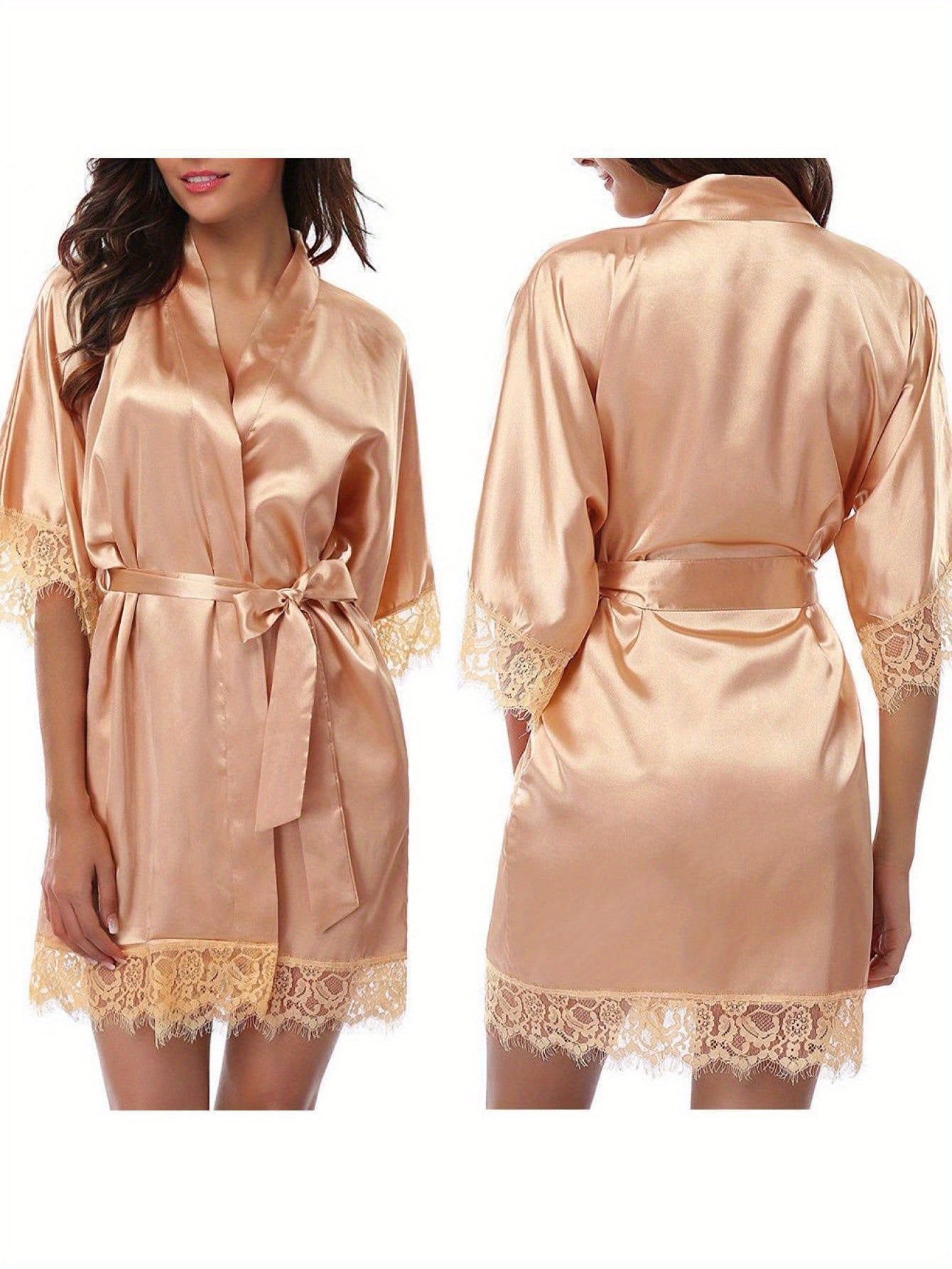 Medium Sleeve Satin Women's Night Robes