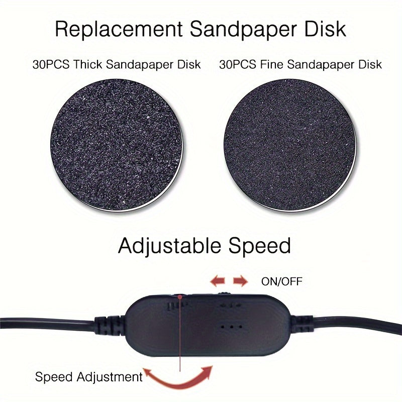 60-Piece Deluxe Sandpaper Electric Foot Grinder