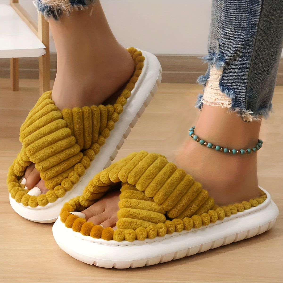 Cozy Chic Plush Platform Slippers