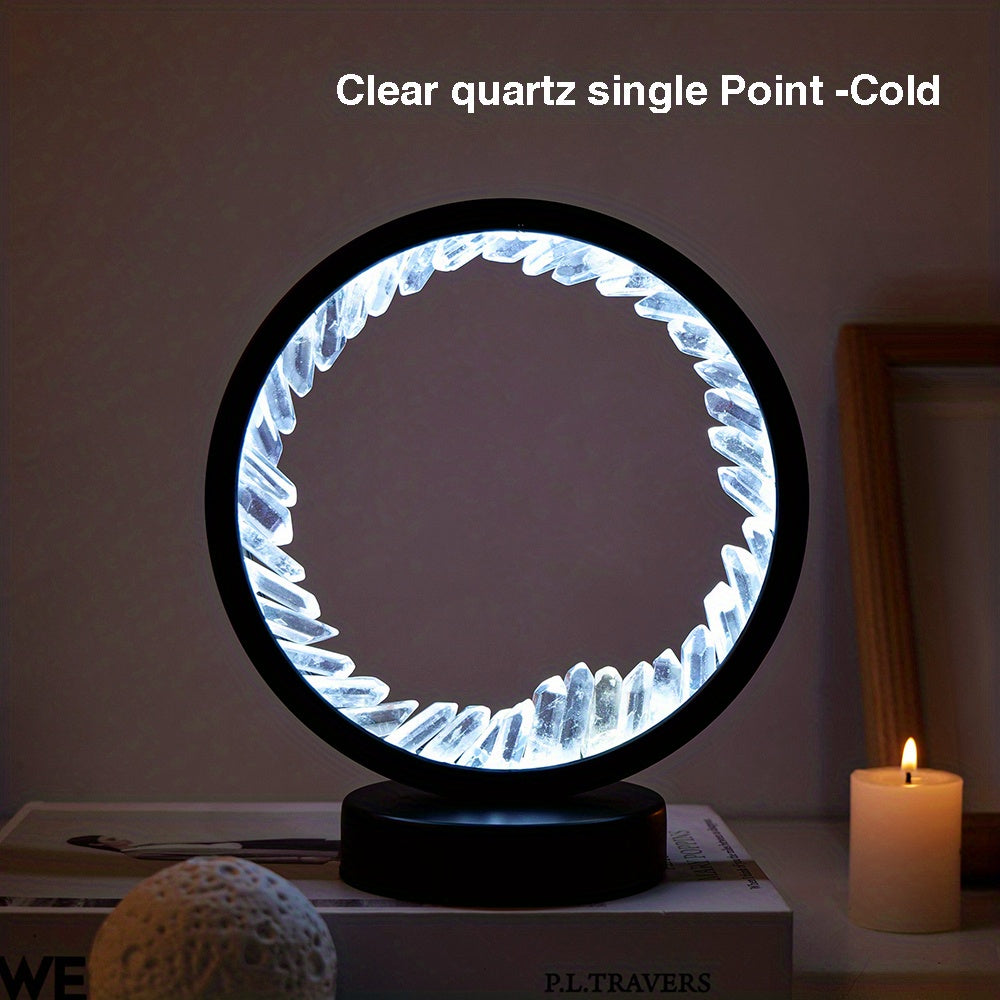 1pc, Rechargeable LED Bedside Lamp with Natural Quartz Amethyst Cluster