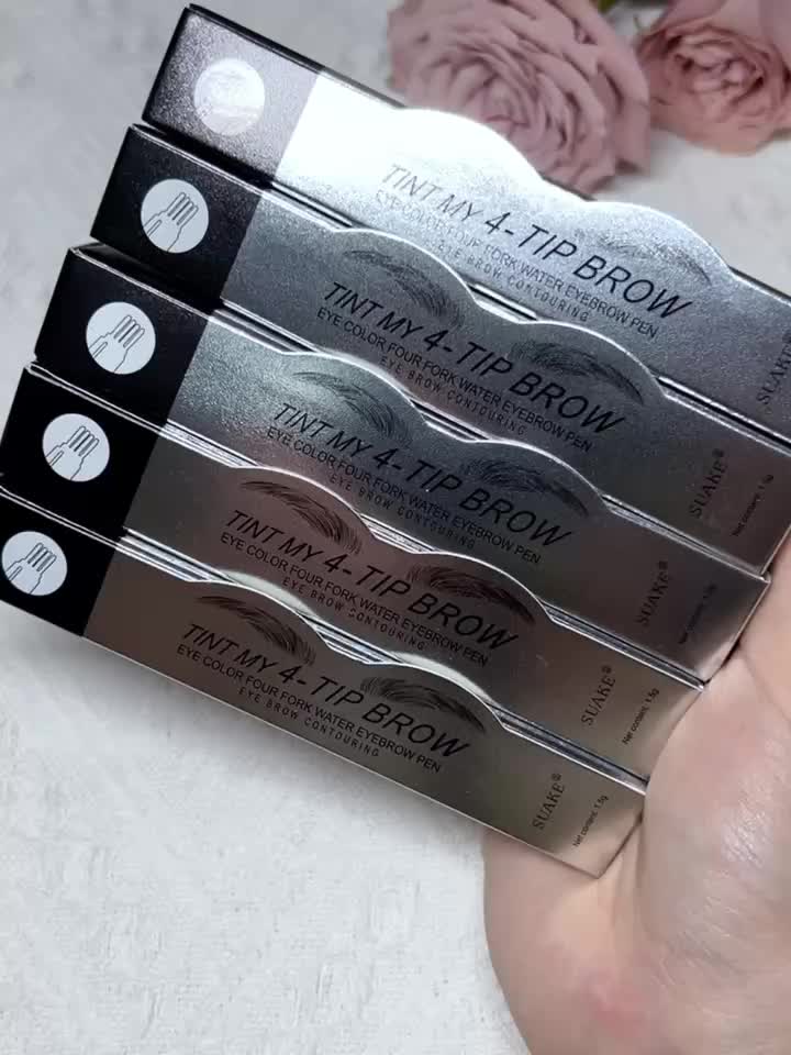 Four-Prong Eyebrow Pencil, Waterproof and Sweatproof with Long-lasting Wear