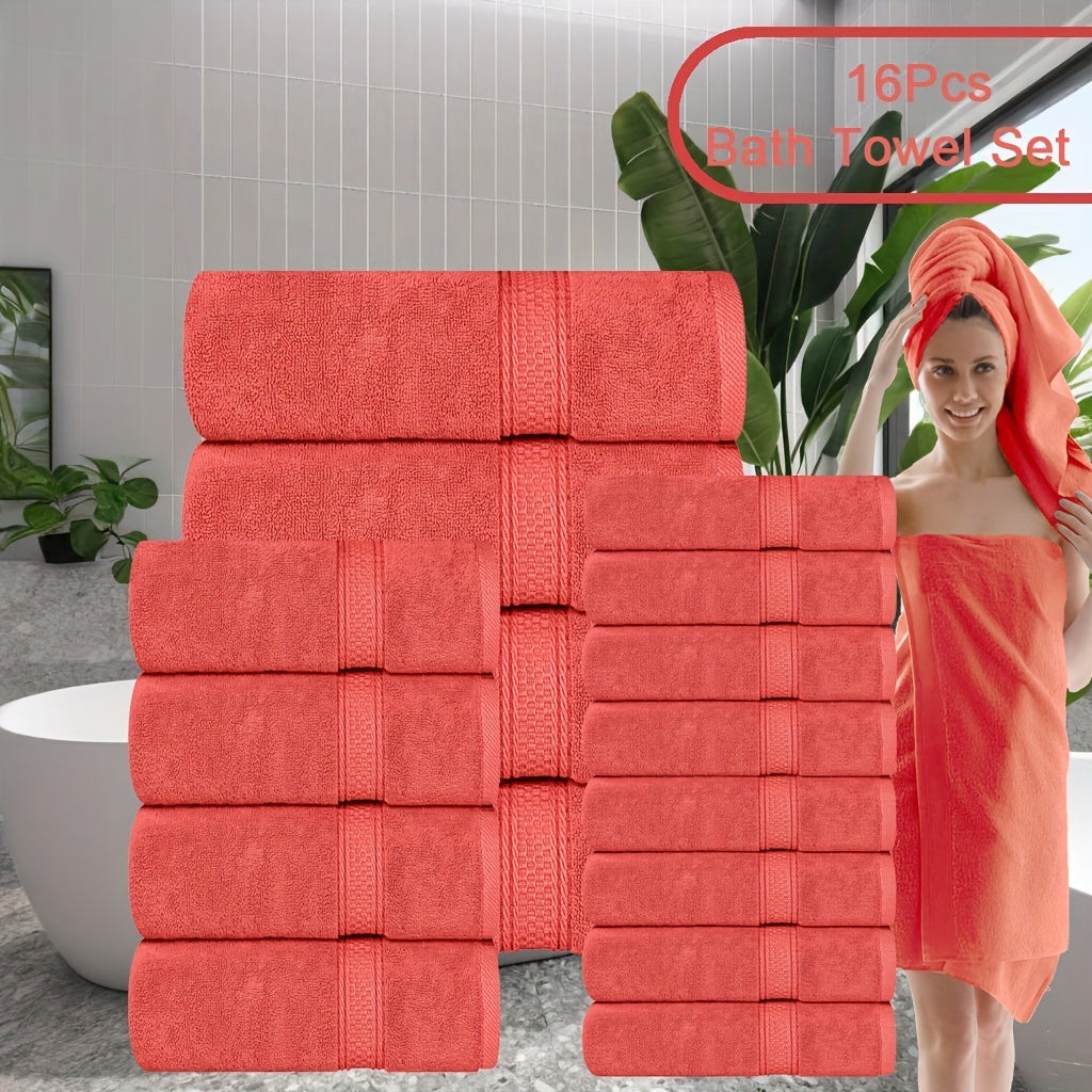 16pcs/8pcs Luxurious Soft Towel Set | 4 Bath Towels, 4 Hand Towels, 8 Washcloths