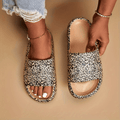 Women's Leopard Pattern Sports Slippers, Open Toe