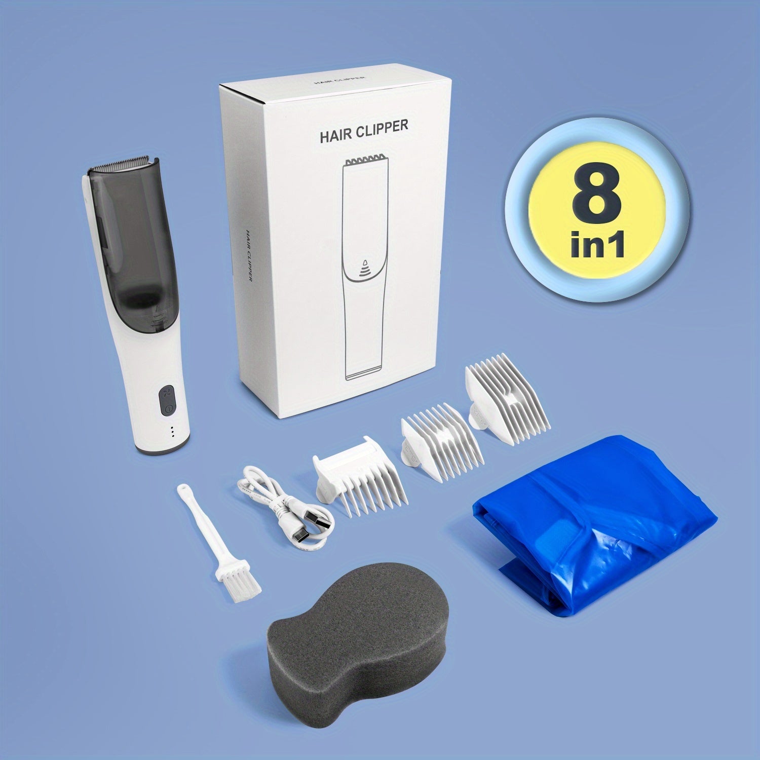 Professional Rechargeable Body Hair Trimmer Kit - Ultra Quiet, Auto Sucking, Smart Vacuum