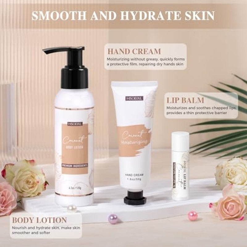 Gifts for Women Bath and Body Gift Basket Set 12 Piece Set of Coconut Home Spa