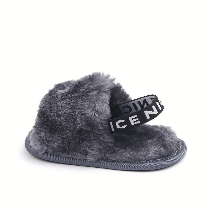 Elegant Plush Children's Slippers for 0-1 Year Olds