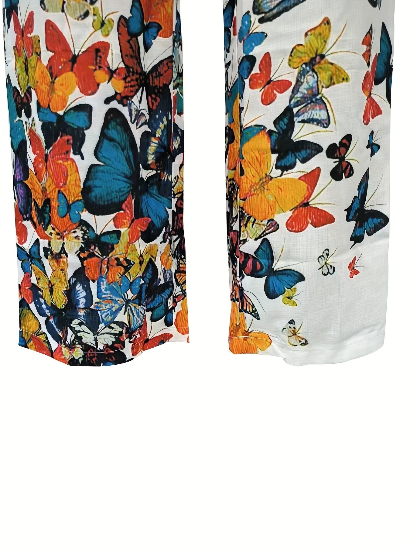 Men's Butterfly Pattern Straight Leg Pants - Casual Beach Trousers
