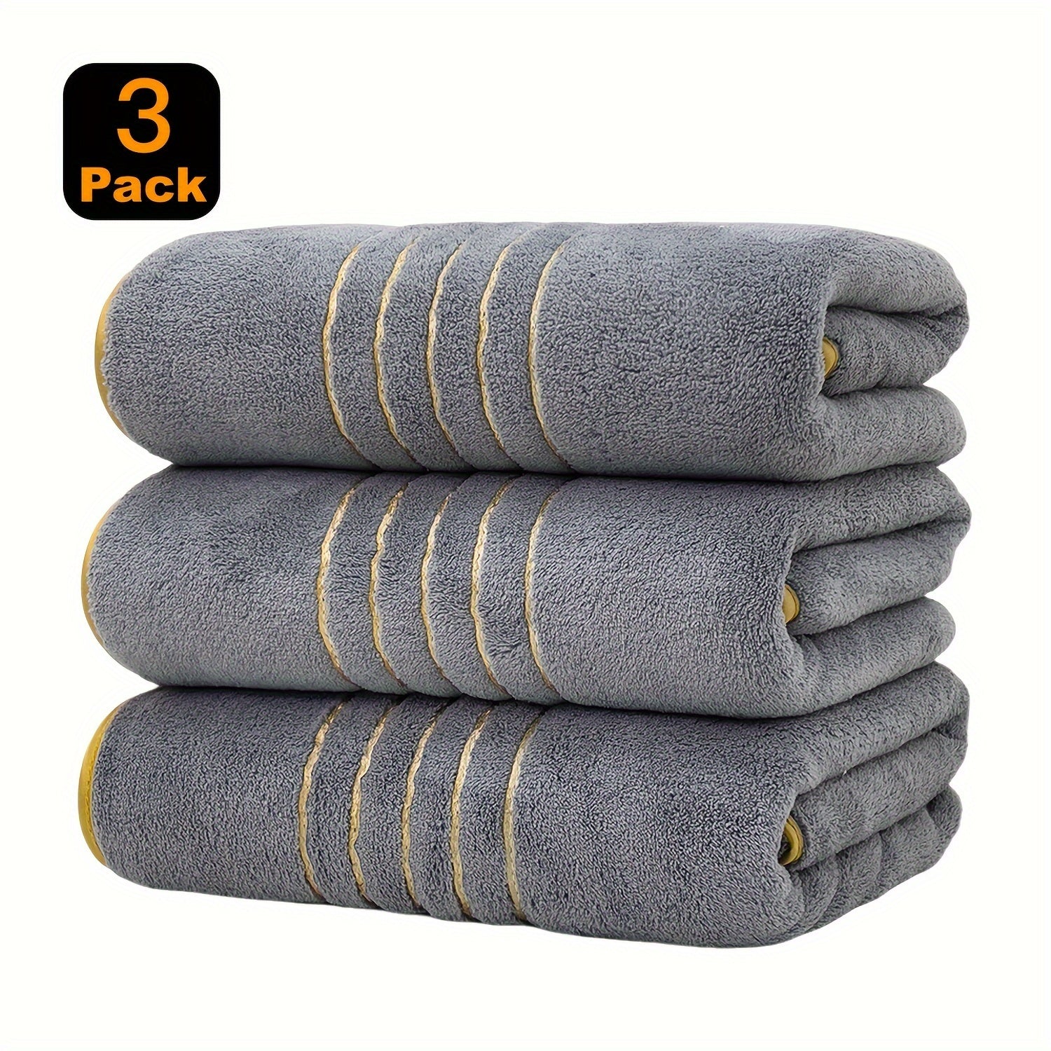 3pcs Super Absorbent Quick-drying Microfiber Bath Towels