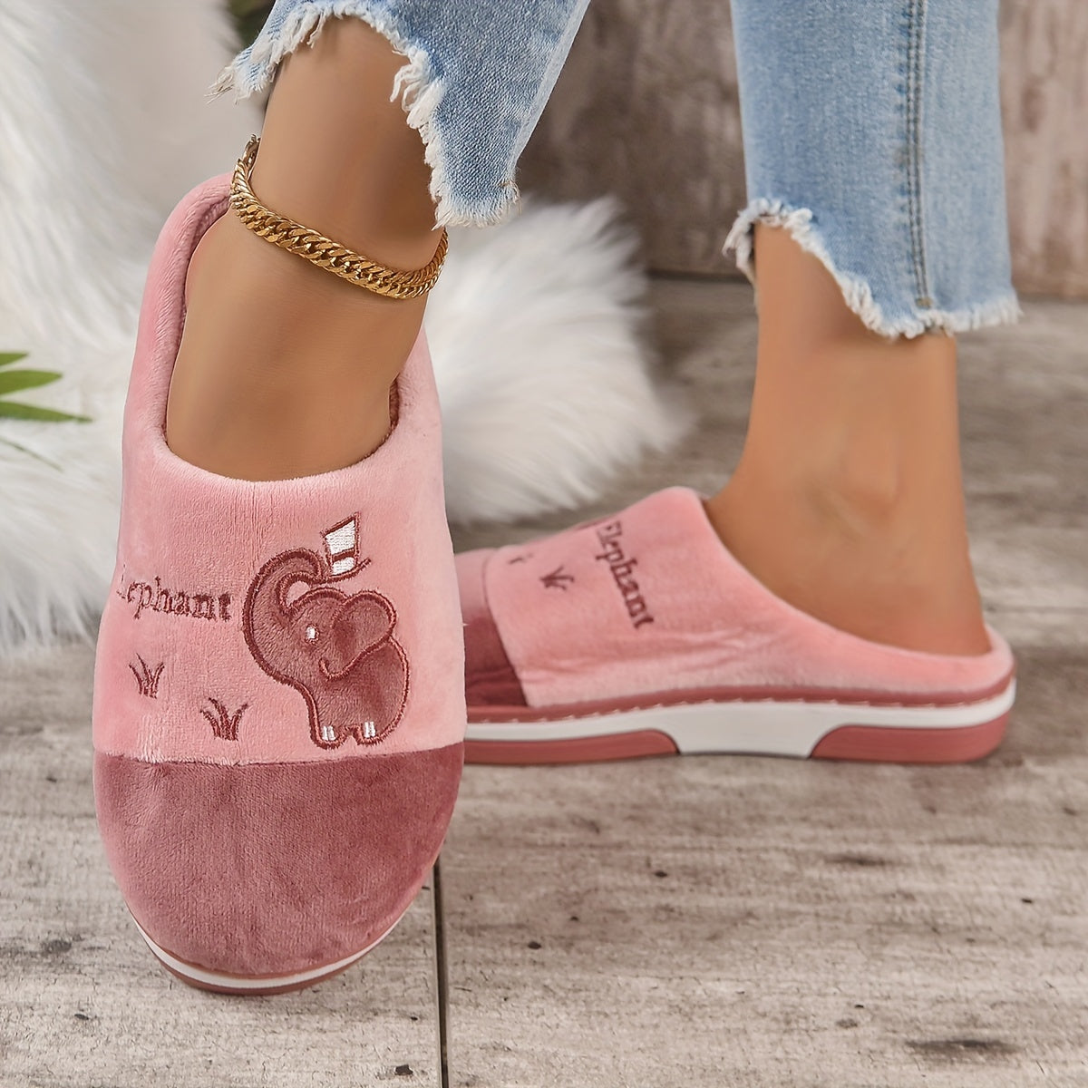 Cozy Kawaii Elephant Plush Slippers