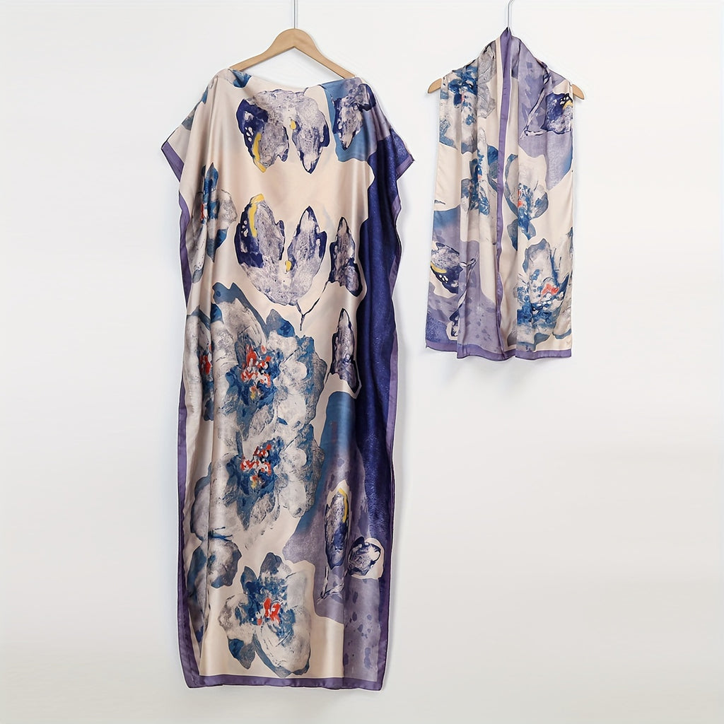 Luxury Lightweight Floral Print Scarf Shawl
