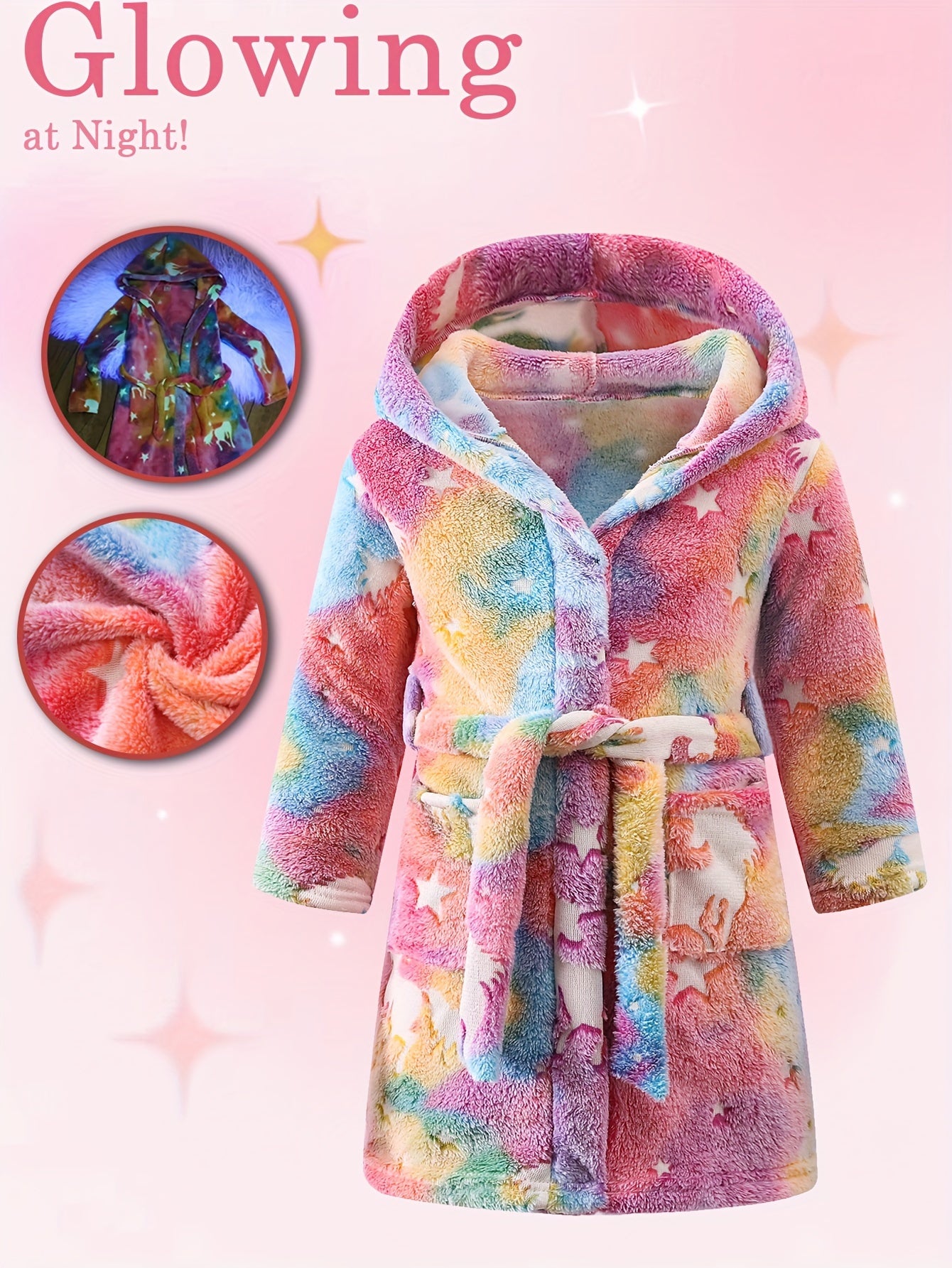 Cozy Princess Thickened Flannel Hooded Bathrobe