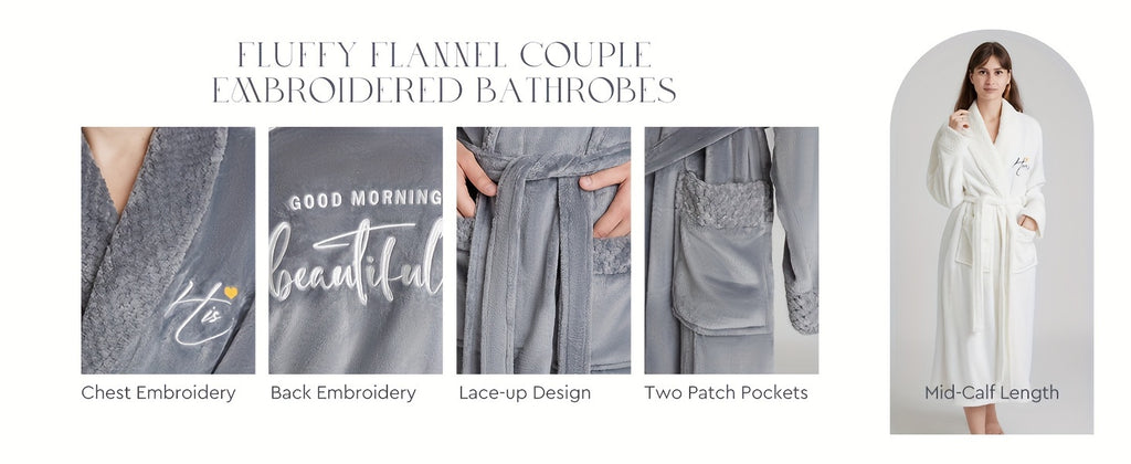 Buy 1 Get 1 Free, total of 2 Pcs Luxurious His and Hers Plush Kimono Robes