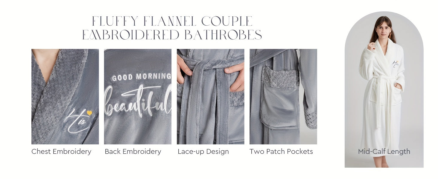 Buy 1 Get 1 Free, total of 2 Pcs Luxurious His and Hers Plush Kimono Robes