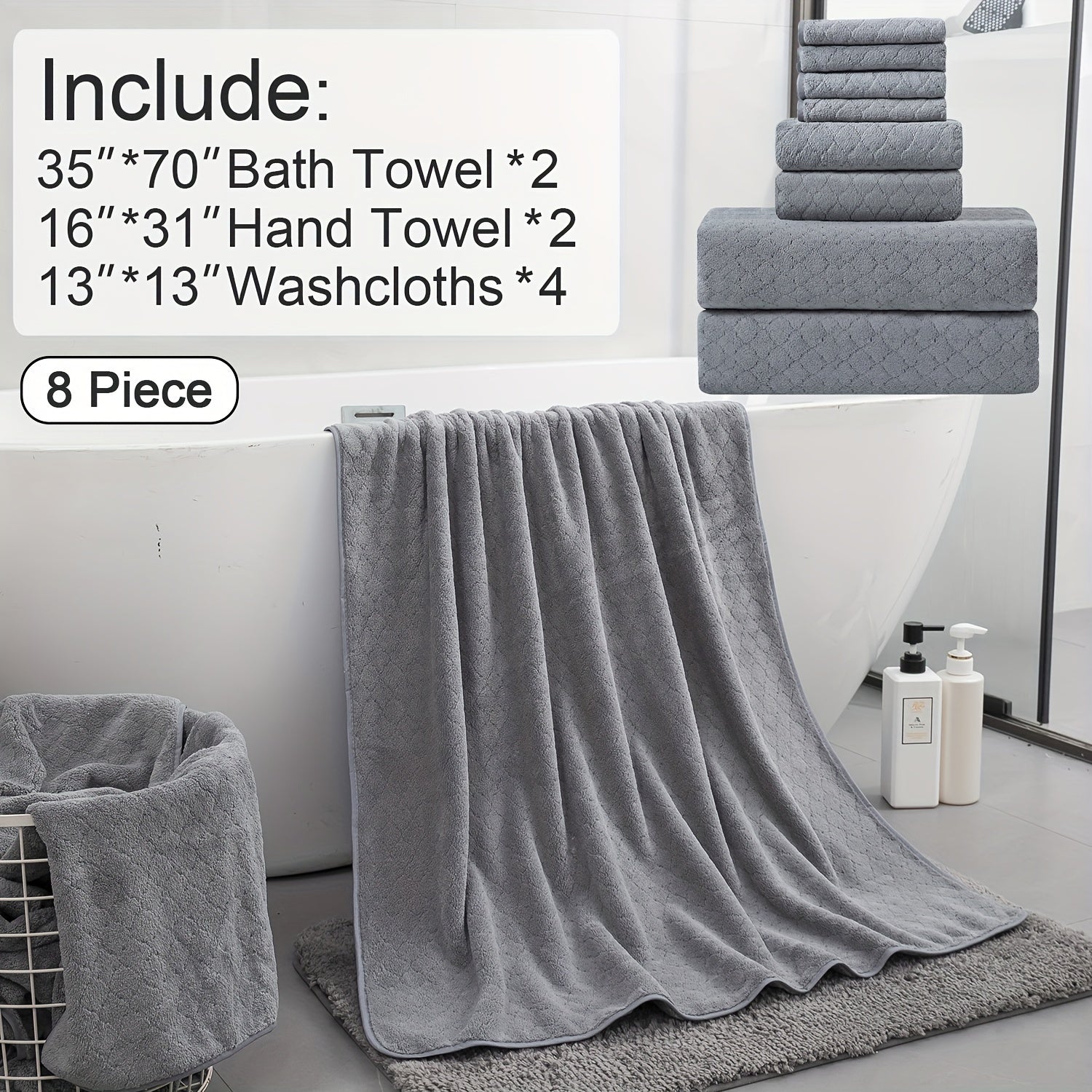 Extra Large Bath Towel Microfiber Set