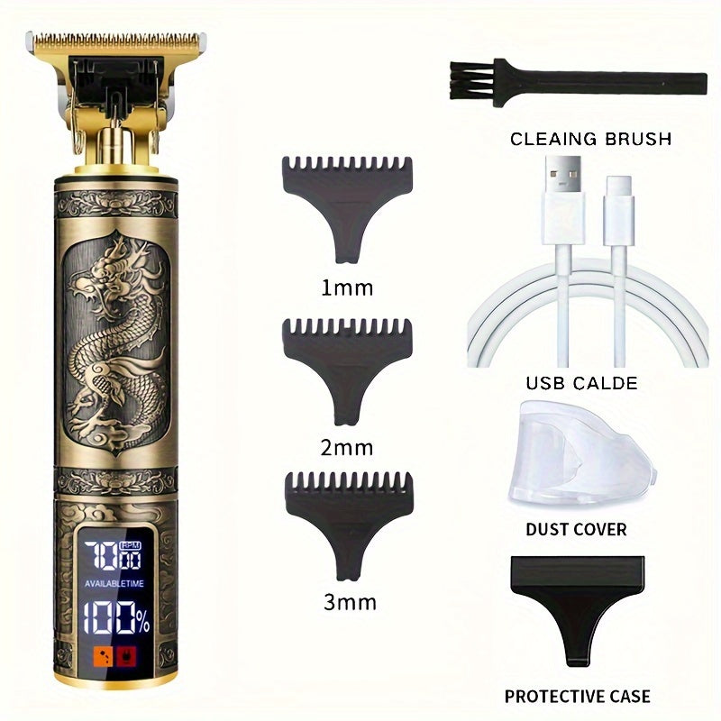 LCD Display Hair Clipper and Trimmer for Men - Retro Style