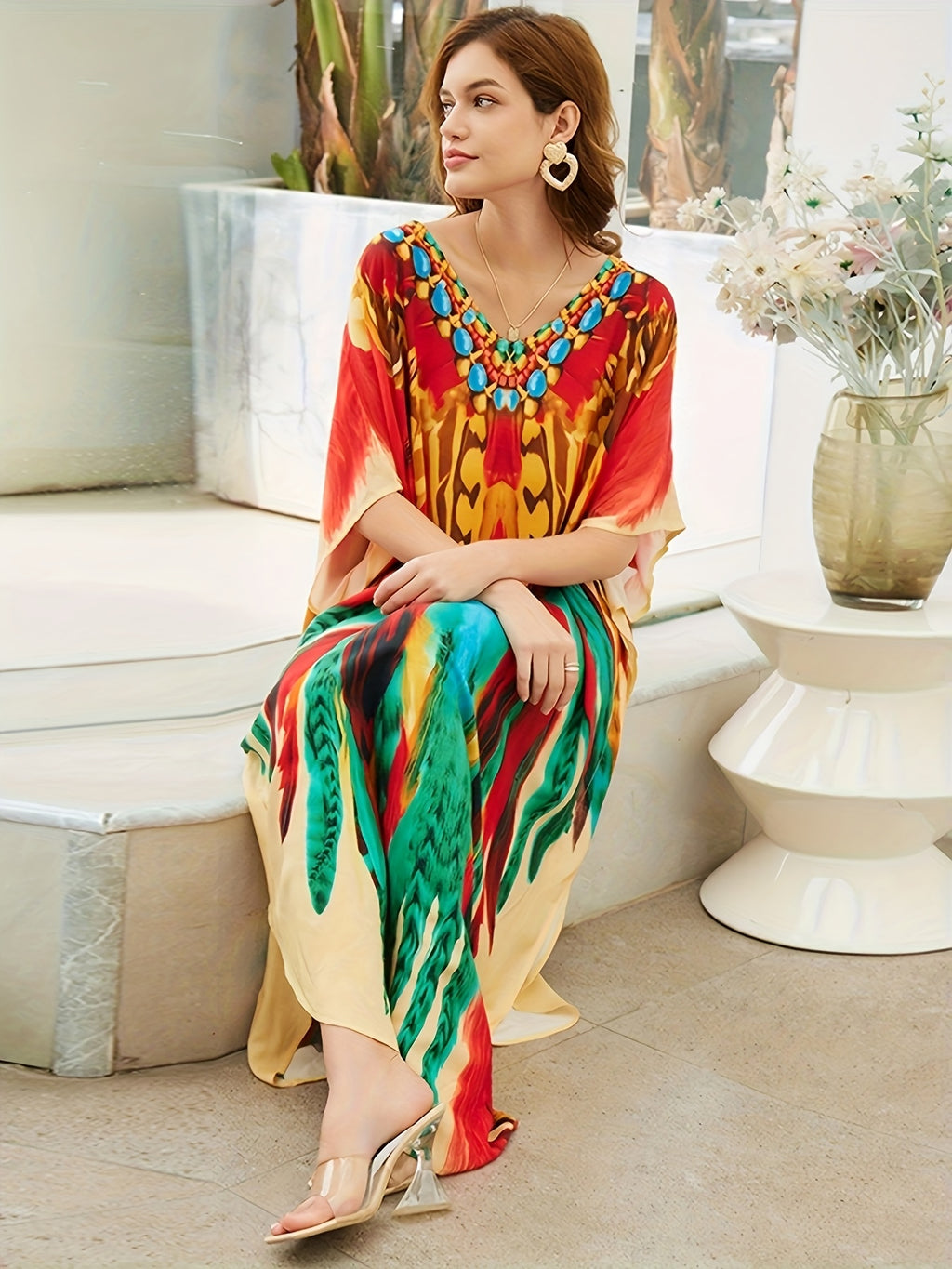 Women Long Kaftan Clothing Roomy Homewear