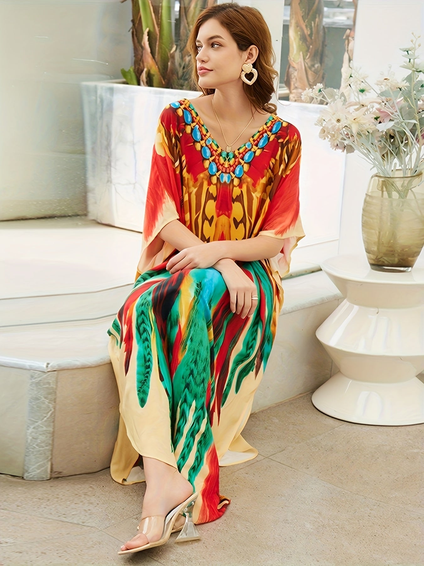 Women Long Kaftan Clothing Roomy Homewear