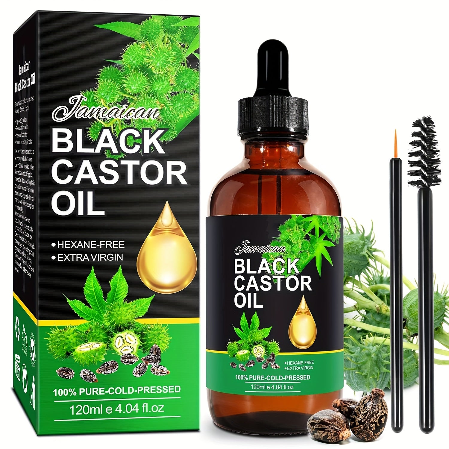 100% Pure Cold Pressed Jamaican Black Castor Oil